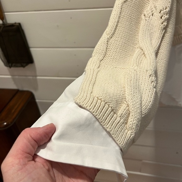 🤍PILCRO Anthropologie Sweater M Cream White Layered Look - Picture 8 of 10